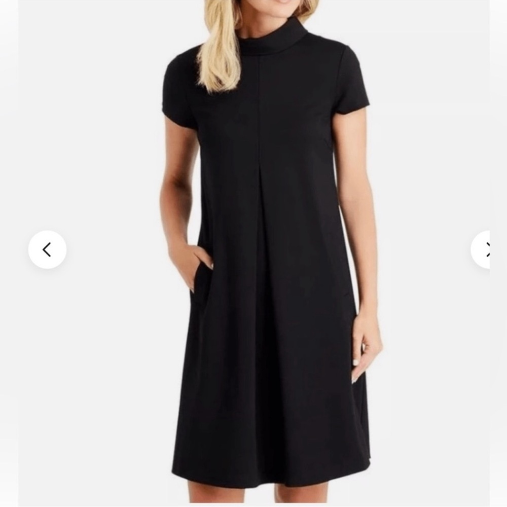 J. McLaughlin Leila NAVY Cap Sleeve Rollover Collar A line dress size X Small